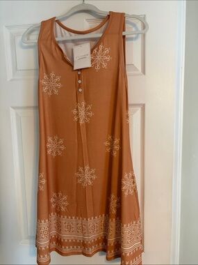Etcetera Rust Orange Printed Midi Dress